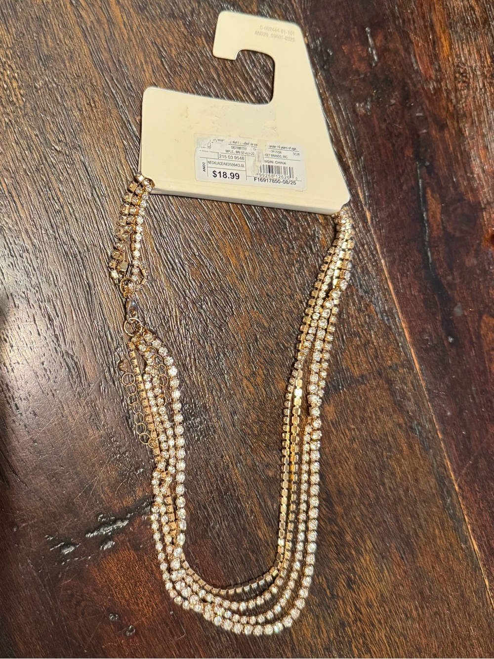a new day Gold Multi-Strand Rhinestone Necklace